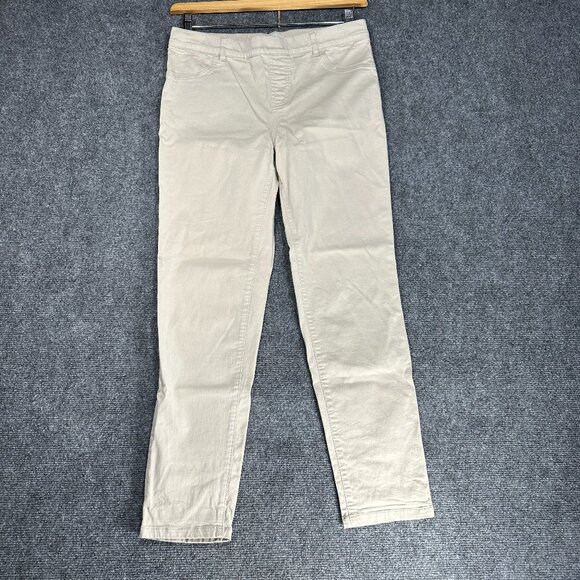 Orvis Pants Womens 8 Pull On Chino Beige Cotton Stretch Ankle  Back Pockets - Picture 1 of 8